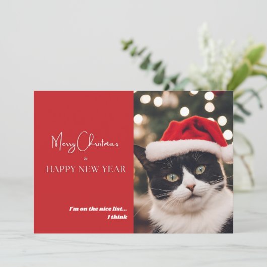 Mooie huisdierkat kerstkaart (Staand voorkant)
