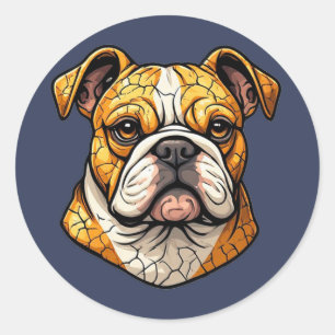 Mooie huisdierliefhebber Engelse Bulldog Illustrat Ronde Sticker