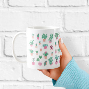 Mooie Huisplant Patroon met Minimalistische Geplan Koffiemok