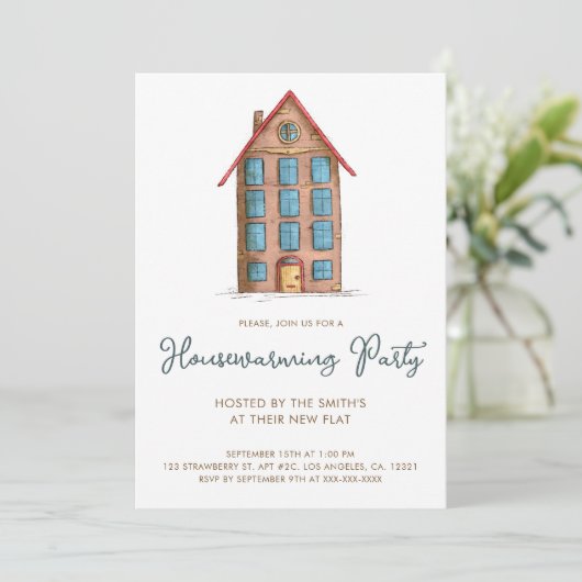 Mooie huisverwarmingsfeest voor flatgebouw kaart (Staand voorkant)