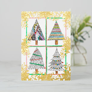 Mooie Hulst en Ornament Kerstsegen F Folie Uitnodiging