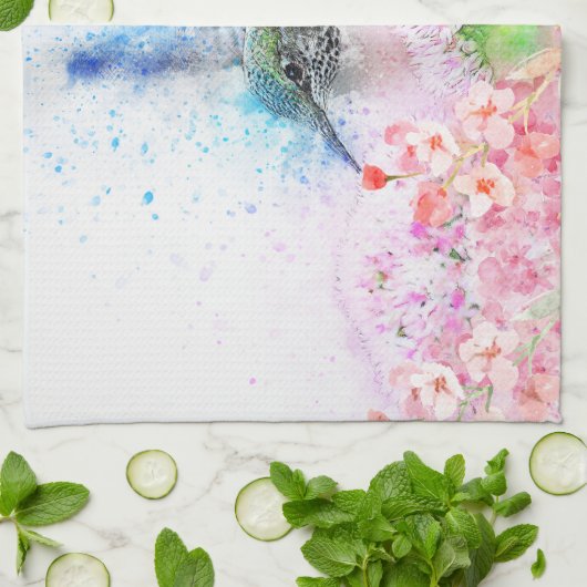 Mooie Hummingbird Bloemen Keuken Handdoek (Gevouwen)