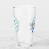 Mooie Hummingbird Blue Floral Monogram Drink Glas (Links)