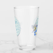 Mooie Hummingbird Blue Floral Monogram Drink Glas (Rechts)