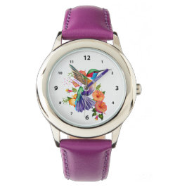 Mooie Hummingbird en Flowers Horloge