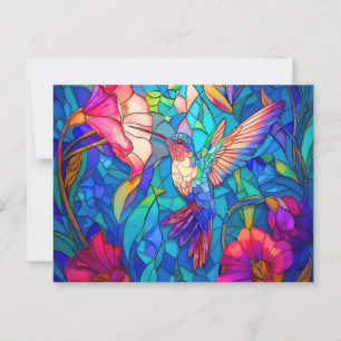 Mooie Hummingbird Flower Garden Glas in lood Briefkaart