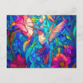 Mooie Hummingbird Flower Garden Glas in lood Briefkaart (Voorkant)