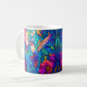 Mooie Hummingbird Flower Garden Glas in lood Koffiemok (Voorkant links)