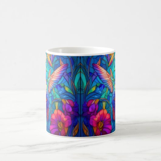 Mooie Hummingbird Flower Garden Glas in lood Koffiemok (Center)