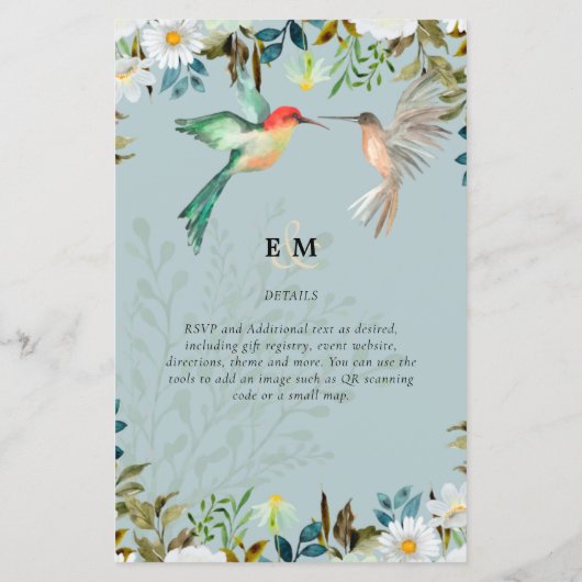 Mooie HUMMINGBIRDS-koppel (Achterkant)