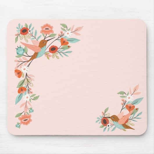 Mooie Hummingvogels Floral Blossom Garden Pink Muismat (Voorkant)