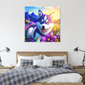 Mooie husky hond drie canvas afdruk (Insitu (Slaapkamer))