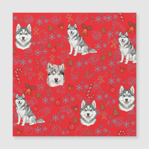 Mooie Husky Hond Kerst Winter Naadloos Patroon