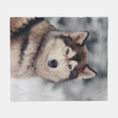 Mooie Husky in de buitenlucht Fleece Deken (Voorkant (Horizontaal))