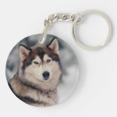 Mooie Husky in de buitenlucht Sleutelhanger (Achterkant)
