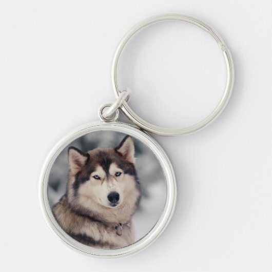 Mooie Husky in de buitenlucht Sleutelhanger (Voorkant)