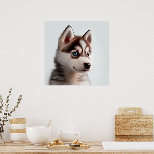 Mooie Husky Puppies Hond Portret Poster (Keuken)
