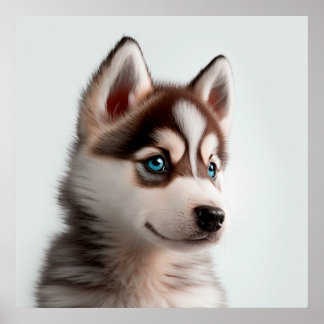 Mooie Husky Puppies Hond Portret Poster