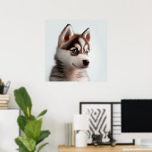 Mooie Husky Puppy Hond Portret Poster (Thuiskantoor)