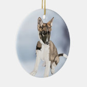 Mooie Husky Puppy Keramische Kerstbal Keramisch Ornament (Rechts)