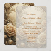 Mooie huwelijksuitnodiging van het Roos Kaart (Voorkant / Achterkant)