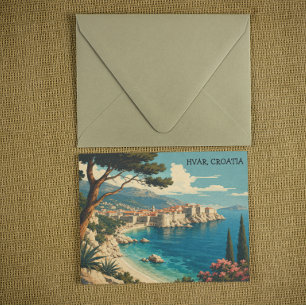 Mooie Hvar Kroatië Adria Kust Panorama Uitzicht Briefkaart