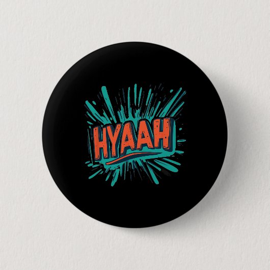 Mooie Hyaah Costume Voor Karate Man En Vrouw  Ronde Button 5,7 Cm (Voorkant)