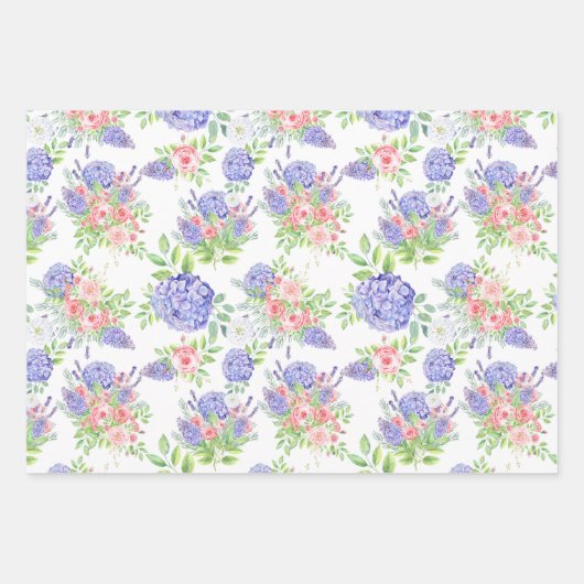 Mooie Hydangeas, Seringen en Rozen Inpakpapier Vel (Voorkant)