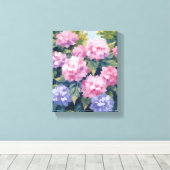 Mooie Hydrangea Bloesems | Bloemenschildering in W Canvas Afdruk (Insitu (Houten vloer))