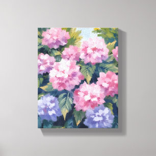 Mooie Hydrangea Bloesems   Bloemenschildering in w Canvas Afdruk