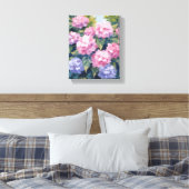 Mooie Hydrangea Bloesems | Bloemenschildering in W Canvas Afdruk (Insitu (Slaapkamer))