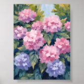 Mooie Hydrangea Bloesems | Bloemenschildering in w Poster (Voorkant)