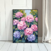 Mooie Hydrangea Bloesems | Bloemenschildering in w Poster