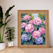Mooie Hydrangea Bloesems | Bloemenschildering in w Poster