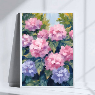 Mooie Hydrangea Bloesems   Bloemenschildering in w Poster