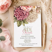 Mooie Hydrangea en Roze Bruidsmeisjesborrel Uitnod Kaart