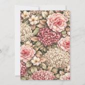 Mooie Hydrangea en Roze Bruidsmeisjesborrel Uitnod Kaart (Achterkant)