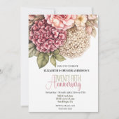 Mooie Hydrangea Roos 25e Huwelijksjubileum Kaart (Voorkant)