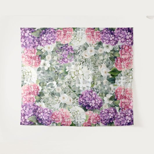 Mooie Hydrangeas & Eucalyptus foto achtergrond Wandkleed (Voorkant (horizontaal))