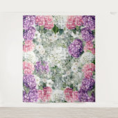 Mooie Hydrangeas & Eucalyptus foto achtergrond Wandkleed (Voorkant)