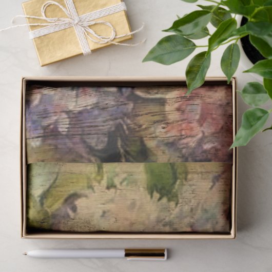 Mooie hydrangeas gekleurd op bijtend hout tissuepapier (Geschenk)