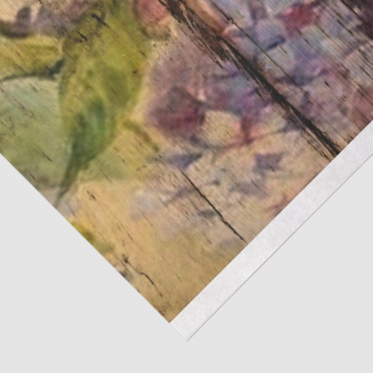 Mooie hydrangeas gekleurd op bijtend hout tissuepapier (Detail)