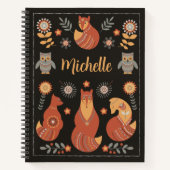 Mooie Hygge Scandinavische Folk Art Custom Name Notitieboek (Voorkant)