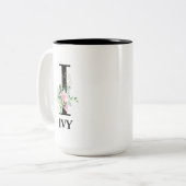 Mooie I Monogram initiaal Tweekleurige Koffiemok (Voorkant links)