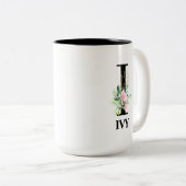 Mooie I Monogram initiaal Tweekleurige Koffiemok (Voorkant rechts)
