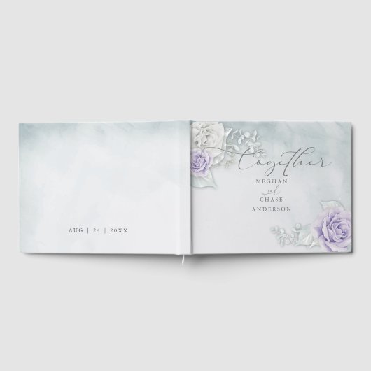 Mooie Ice Blue Lila en White Rose Gastenboek (Volledig)