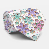 Mooie Iced Snowflakes Turquoise Paarse Roze Stropdas (Opgerold)