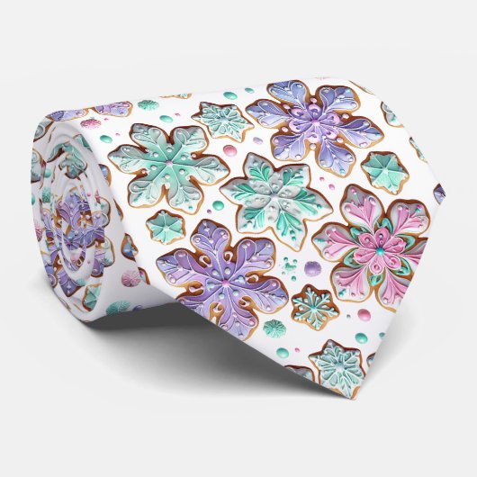 Mooie Iced Snowflakes Turquoise Paarse Roze Stropdas (Opgerold)