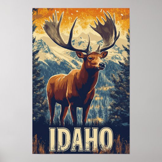 Mooie Idaho USA Illustratie Reizen Poster (Voorkant)