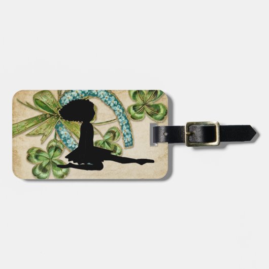 Mooie Ierse danser, Shamrock en Hoefijzer Bagagelabel (Voorkant horizontaal)